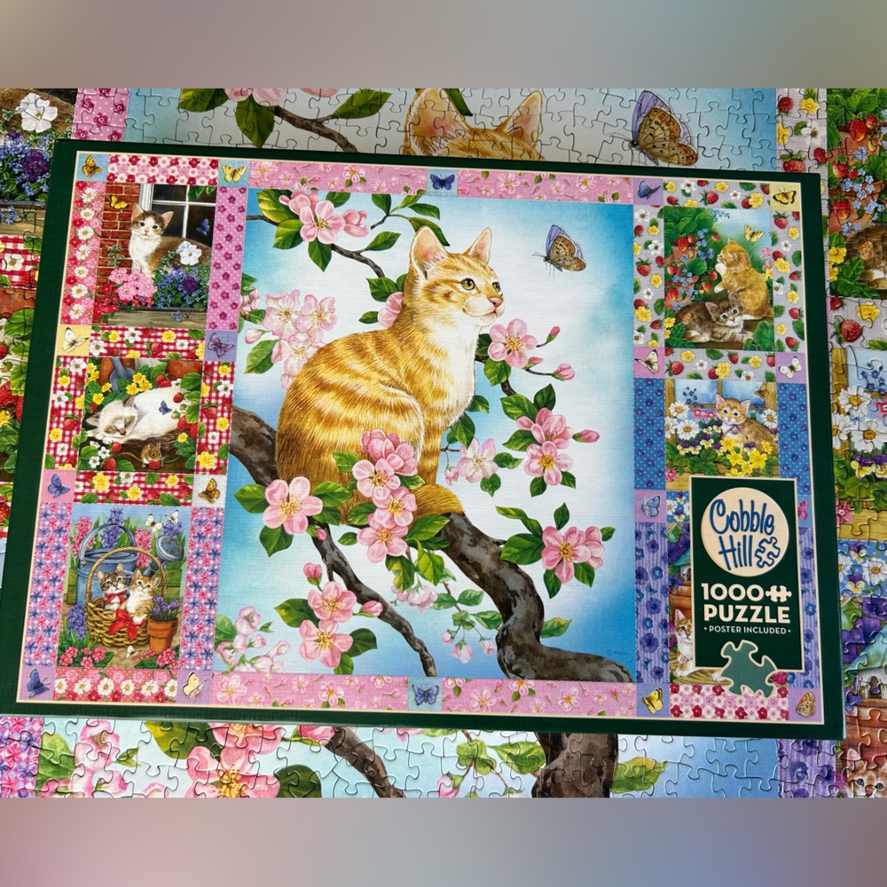 Cobble Hill Blossoms and Kittens Quilt Puzzle - Multicolor